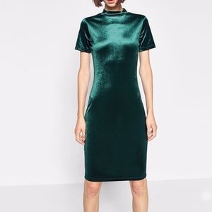 Emerald Green Velvet Zara Midi dress